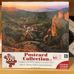 POSTCARD COLLECTION-550pcs ‘SUNSET CLIFF’ puzzle w/poster